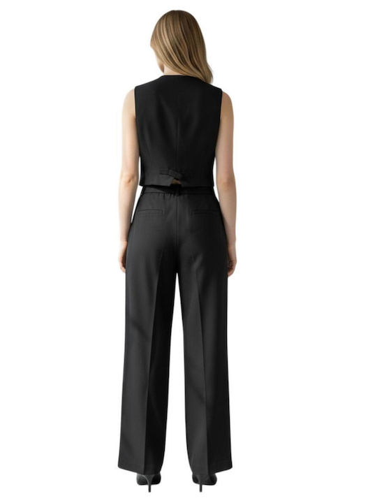 Damen Hochbund Pantaloons mit Gummiband in Regulärer Passform Schwarz