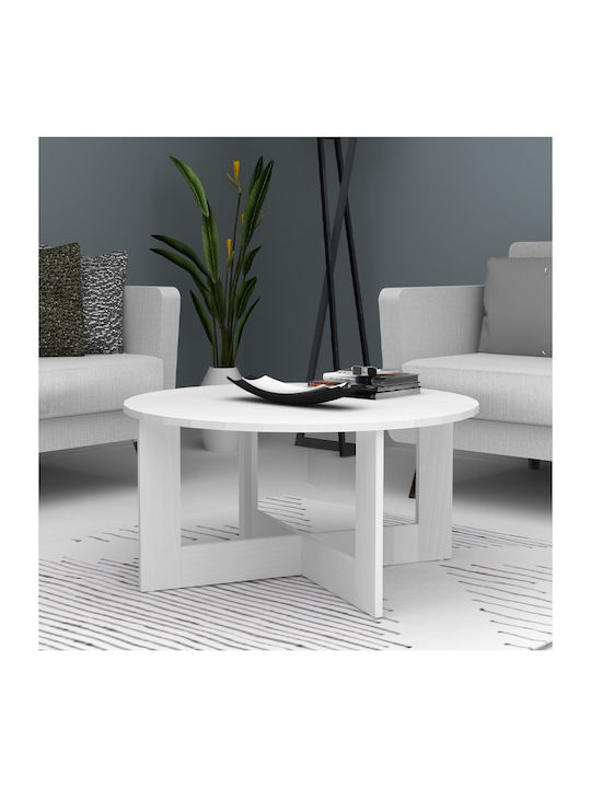 Round Central Coffee Table Kati Wooden White W80xL80xH42cm