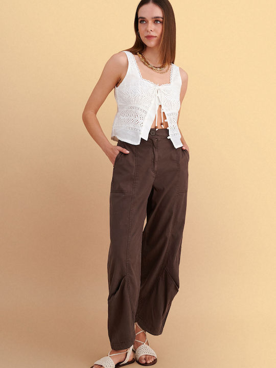 Women's Fabric Trousers Brown