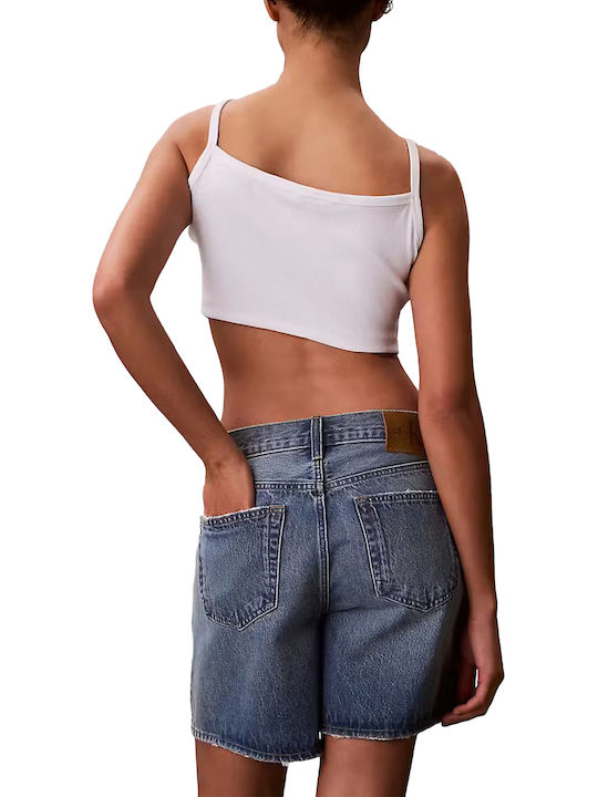 Calvin Klein Top Crop Damă Bumbac Cu Bretele Alb Calvin Klein Top Crop Damă Bumbac Cu Bretele Alb