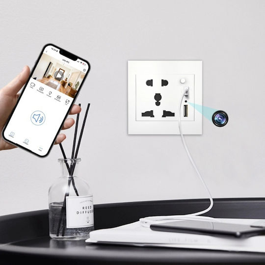 Cameră De Supraveghere Ascunsă Priză De Perete Internațională Iuni Pr2 Wi-Fi 64GB Full HD 2 Porturi USB-A