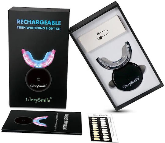 Glorysmile Kit Albire Dinti Fără Peroxid 3x 4ml Gel Lampă Led 16 Usb Reîncărcabilă Portabilă Neagră