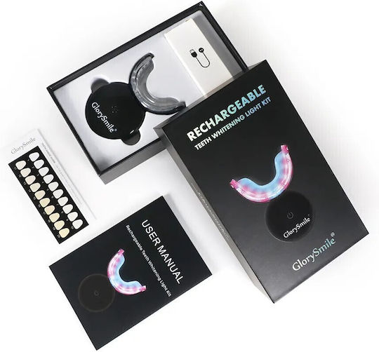Glorysmile Kit Albire Dinti Fără Peroxid 3x 4ml Gel Lampă Led 16 Usb Reîncărcabilă Portabilă Neagră