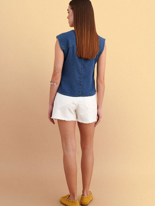 Sleeveless Women's Shirt Blue