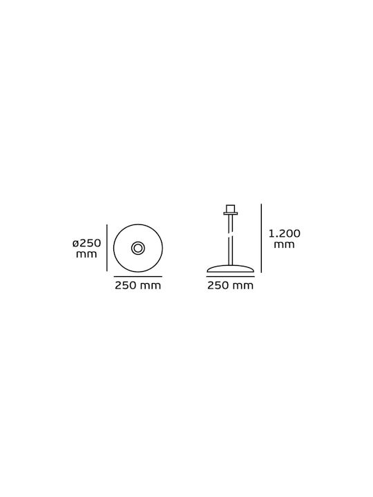 VK Lighting Floor Lamp H120xW25cm. with Socket for Bulb E27 Silver