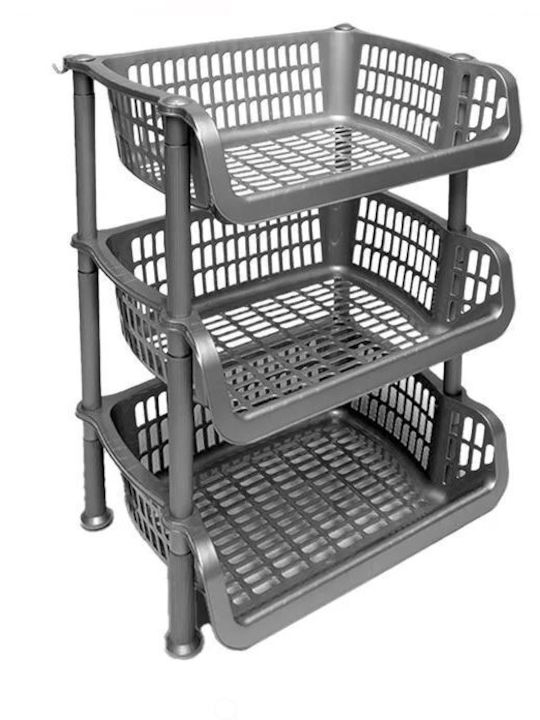 Raft De Bucătărie Din Plastic Capacitate 3 Gri 39.5x31.5x60.5cm