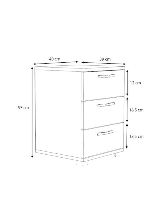 Bedside Table Roco Roco Wooden Gray 40x39x57cm