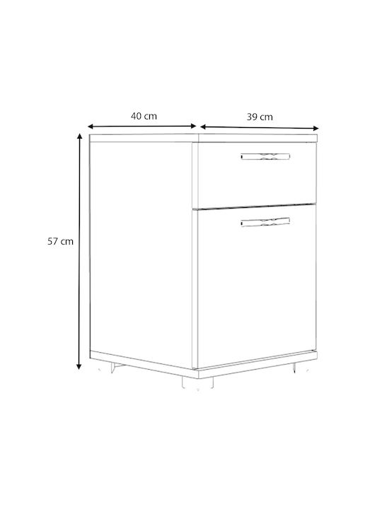 Bedside Table Veto Wooden Gray 40x39x57cm