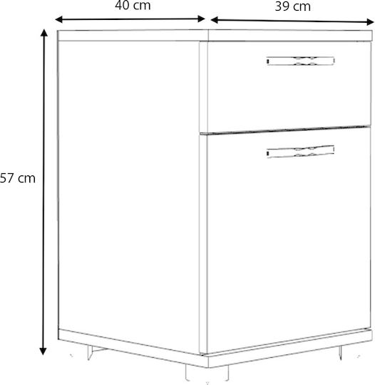 Nachttisch Veto Holz Grau 40x39x57cm