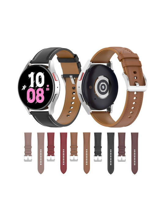 Samsung Galaxy Watch 6 6 Classic Leather Replacement Watch Strap Dark Brown