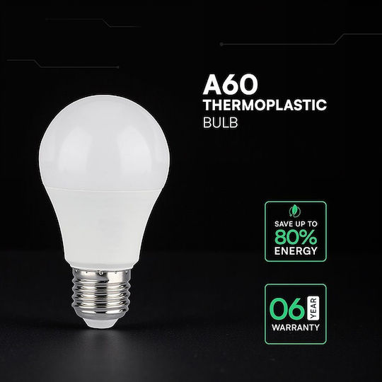 V-TAC LED Bulb 8.5W 104mm for Socket E27 and Shape A60 Cool White 806lm