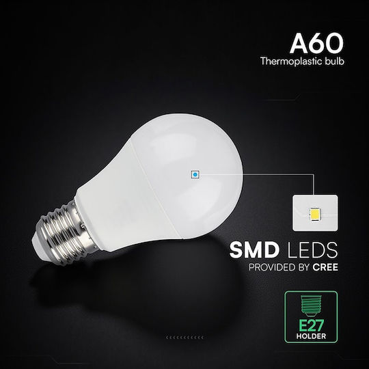 V-TAC LED Bulb 8.5W 104mm for Socket E27 and Shape A60 Cool White 806lm