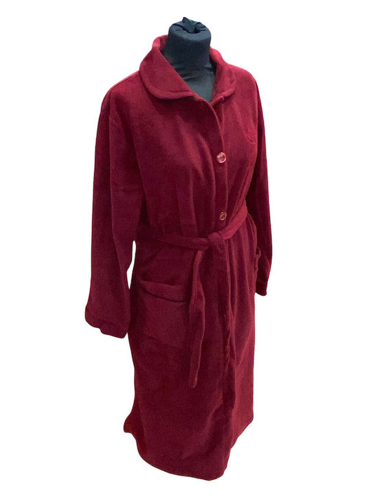 Nina Club Winters Damen-Bademantel Burgundisch