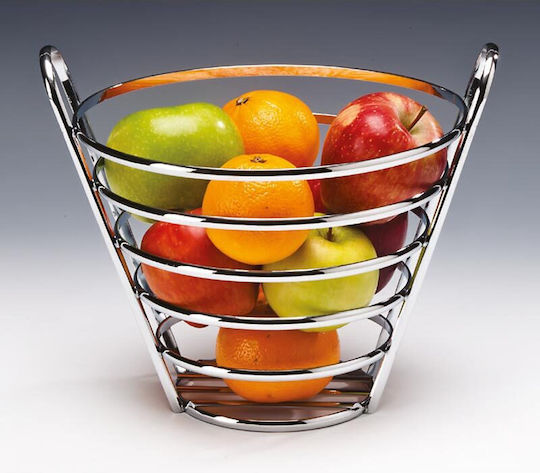 Raki Fructieră Metalică Argintie 23x23x22 cm Raki Fructieră Metalică Argintie 23x23x22 cm