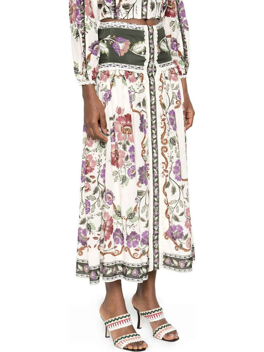 Midi Φούστα Floral Cream