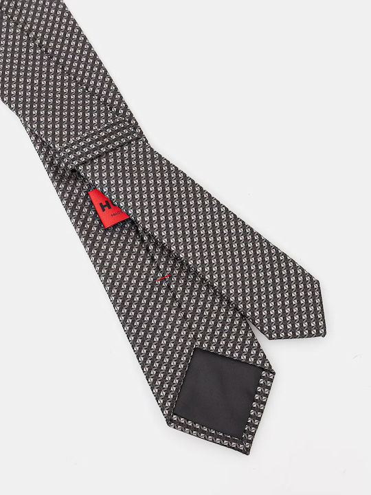 Hugo Men's Silk Printed Tie In Black Colour