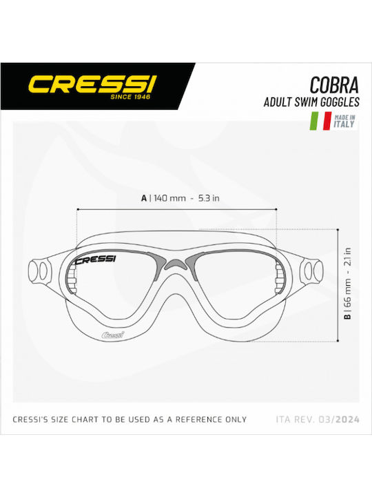 CressiSub Cobra Γυαλιά Κολύμβησης Ενηλίκων με Αντιθαμβωτικούς Φακούς Μαύρα