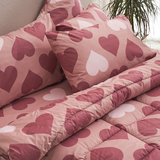 Charalambidis Textiles Love Module Cearceafuri De Pat Super Duble 220x260cm Roșii 4 Bucăți