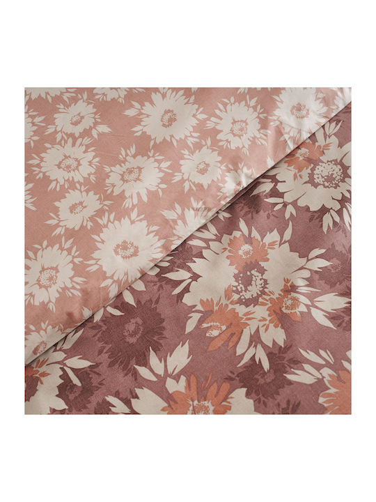 Charalambidis Textiles Χρυσάνθεμο Σετ Σεντόνια Υπέρδιπλα 220x260εκ. Κόκκινο (4τμχ)