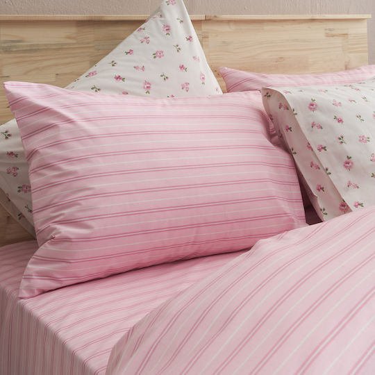 Charalambidis Textiles Spring Set Bed Sheets Super-Double 220x260cm Pink 4 Pieces