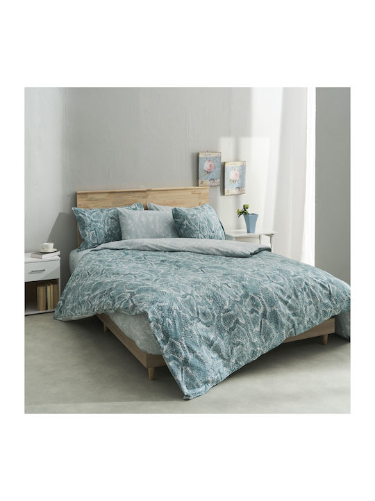Charalambidis Textiles Sahara Super-Double Bed Sheets Set 220x260cm Light Blue 4 Pieces