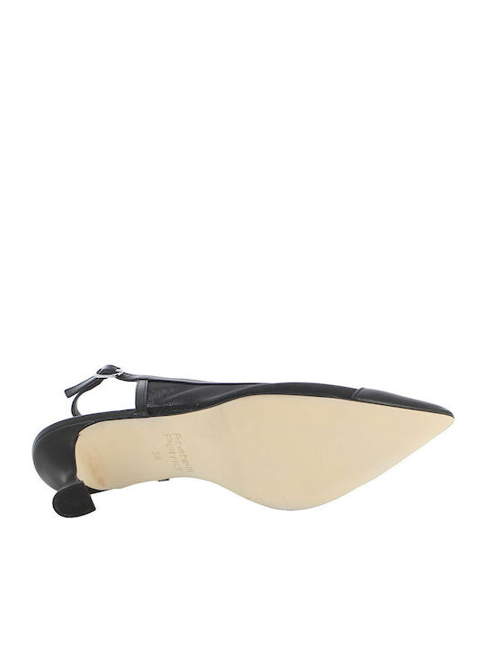 Leder Pumps mit Mittelhohem Absatz Schwarz