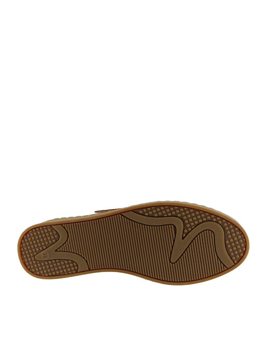 Leather Women's Ballerina Shoes in Tabac Brown Colour