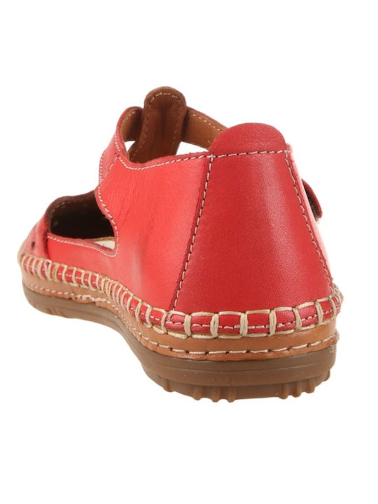 Leather Women's Ballerina Shoes In Red Colour