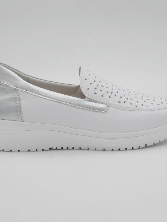 Δερμάτινα Γυναικεία Loafers σε Λευκό Χρώμα