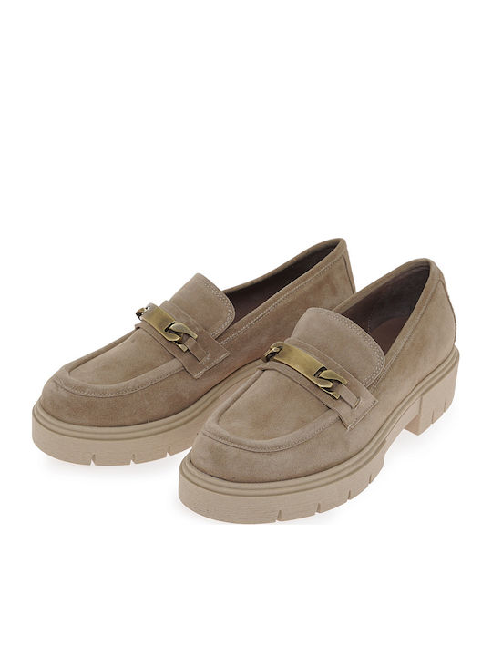 Leather Women's Loafers in Brown Color