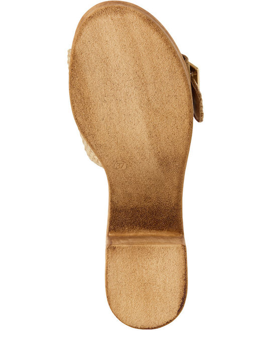 Mules With High Heel In Beige Colour