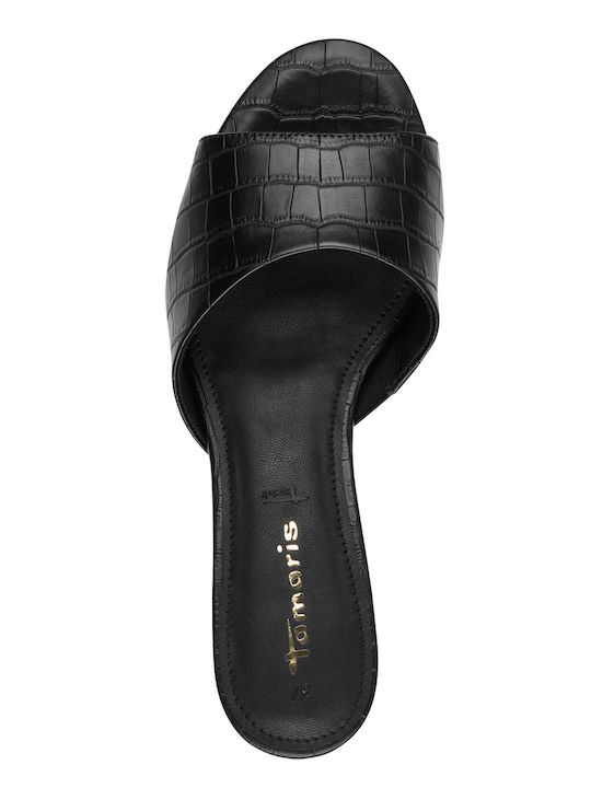 Leather Mules with Low Heel in Black Colour