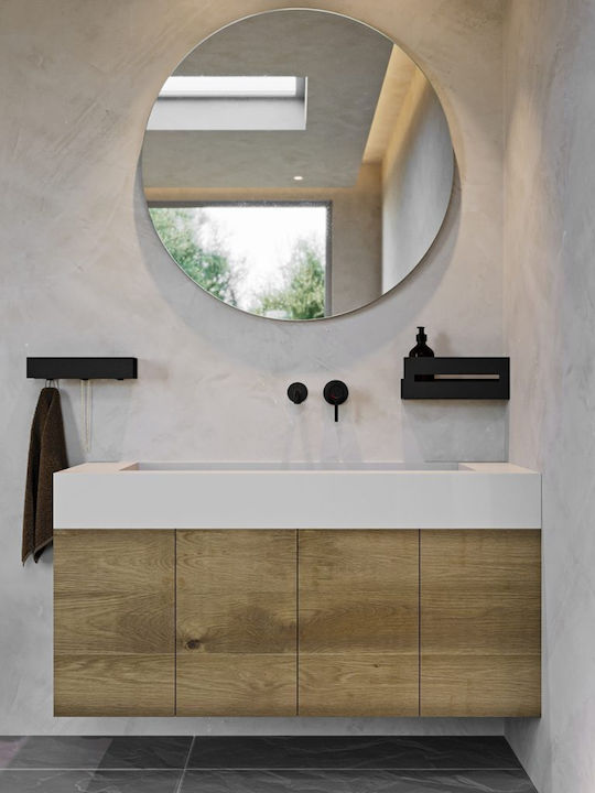 Verdi Wall Mounted Bathroom Shelf Metallic 10x10x23cm White
