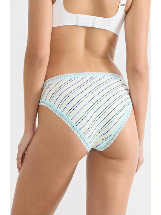 Damen-Slips 3er Pack mit Spitze Hellblau/Blau/Bunt