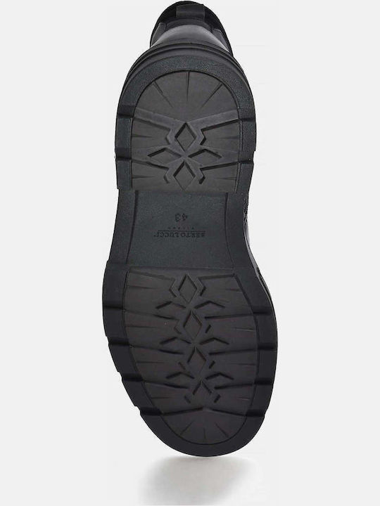 Leather Black Men's Boots with Zipper