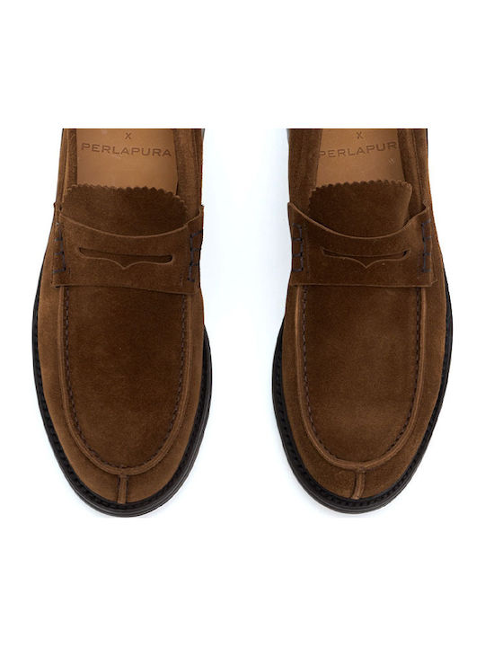 Suede Ανδρικά Loafers σε Καφέ Χρώμα