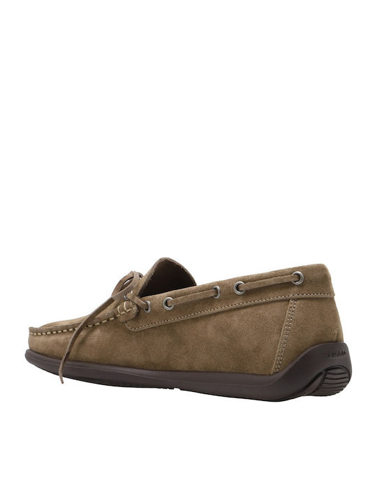 Suede Men's Loafers In Beige Colour