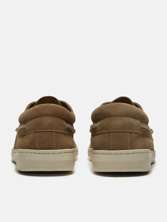 Boat Leather Men's Moccasins in Beige Colour