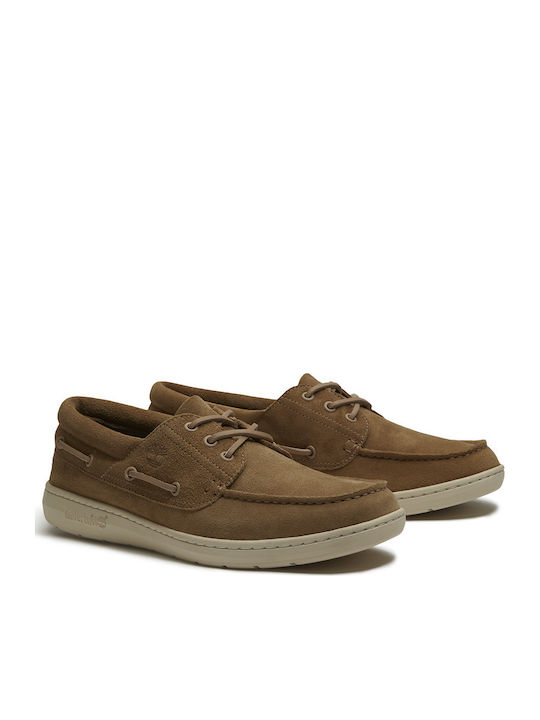Boat Leather Men's Moccasins in Beige Colour