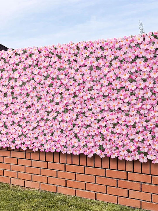 Bakaji Synthetic Artificial Fence 1 x 3 Meters Roll Durable Net Pink Flowers 02001923