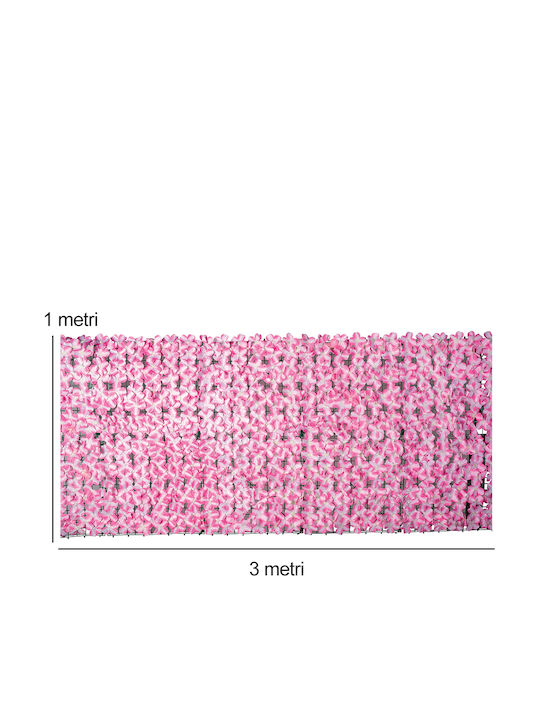 Bakaji Synthetic Artificial Fence 1 x 3 Meters Roll Durable Net Pink Flowers 02001923