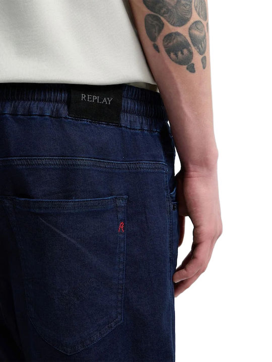 Lanny Men's Jeans Pants Elastic Slim Fit Dark Blue