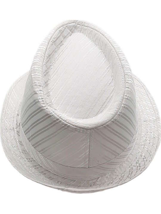 Brims and Trims Pălărie Textilă Pentru Bărbați Fedora Albă