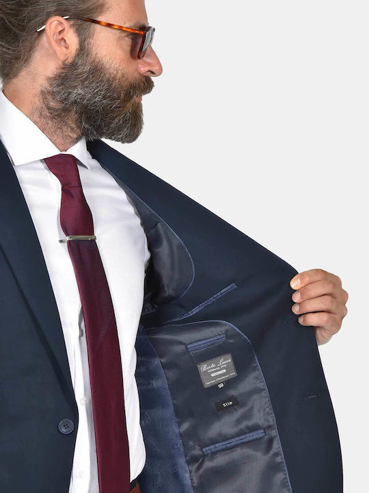 Winter Men's Suit with Slim Fit Navy Blue