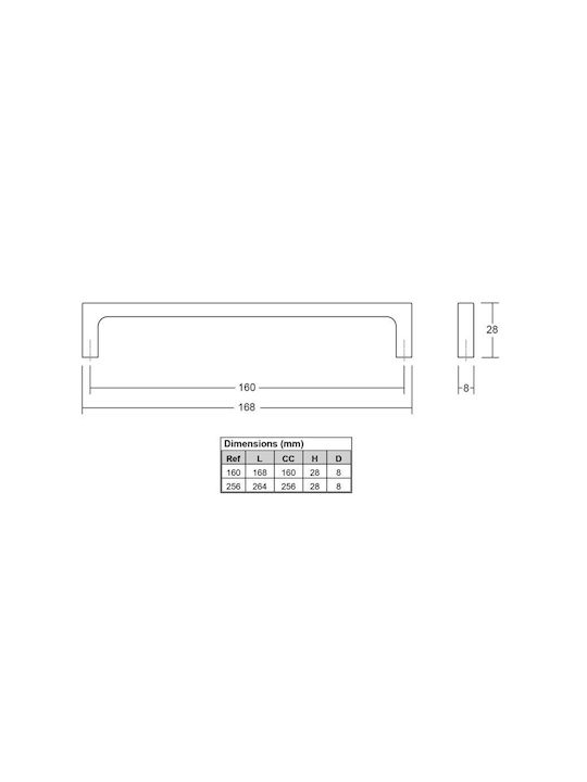Viefe Mâner Pentru Mobilier Din Metal Cromat Cu Centrele Găurilor 160mm 0487160Z01