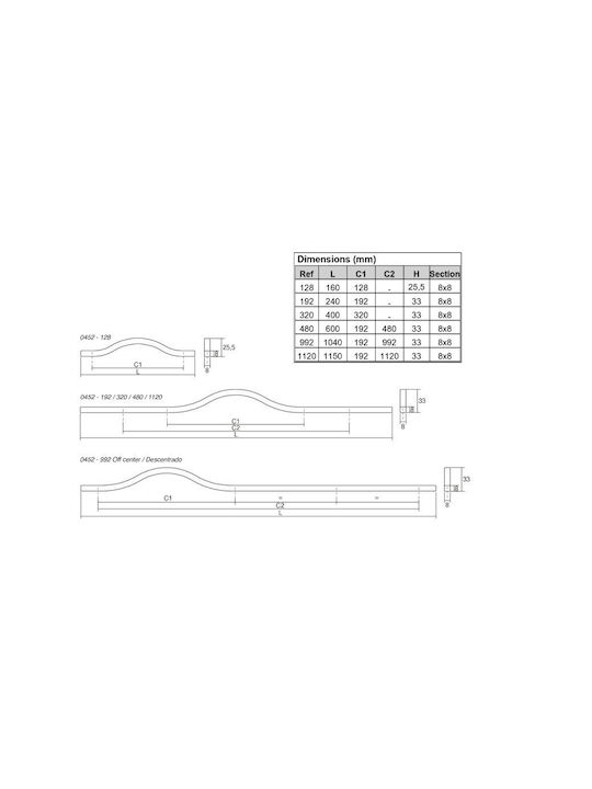 Viefe Mâner Pentru Mobilier Din Metal Maro Metalizat Cu Centrele Găurilor 128mm 0452320FM41