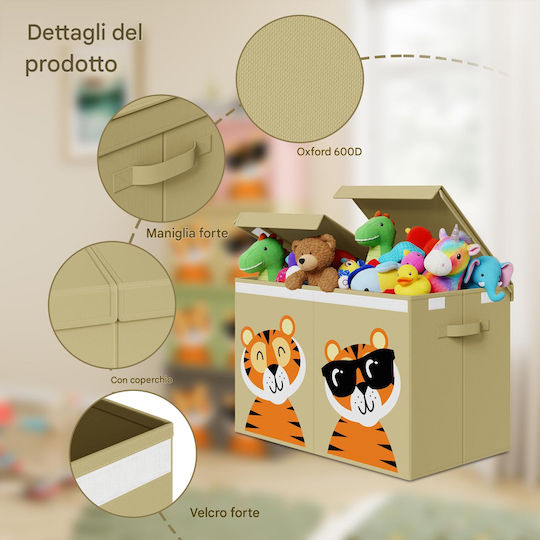 Bakaji Children's Storage Box Foldable Cardboard Beige 62.5x31.5x40cm
