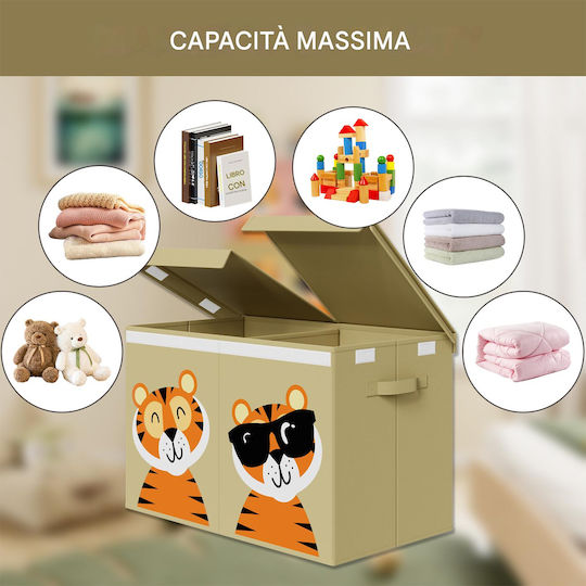 Bakaji Children's Storage Box Foldable Cardboard Beige 62.5x31.5x40cm
