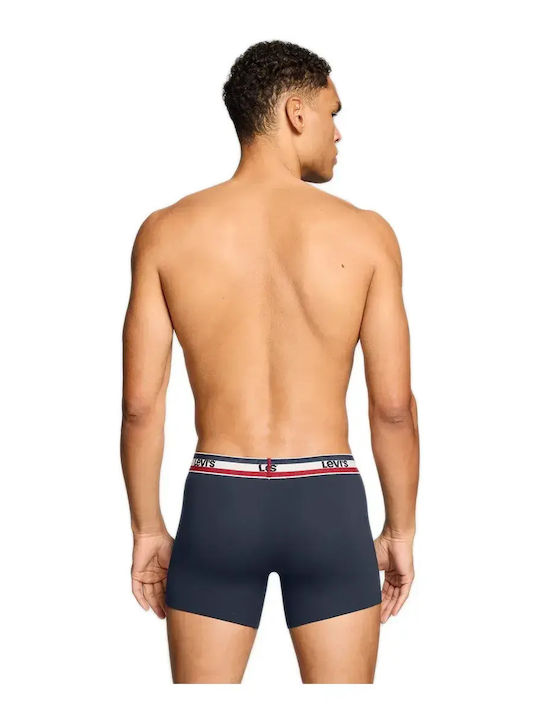 Herren Boxershorts Dunkelblau-Grau Meliert Mit Mustern 2Pack