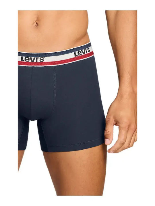 Herren Boxershorts Dunkelblau-Grau Meliert Mit Mustern 2Pack